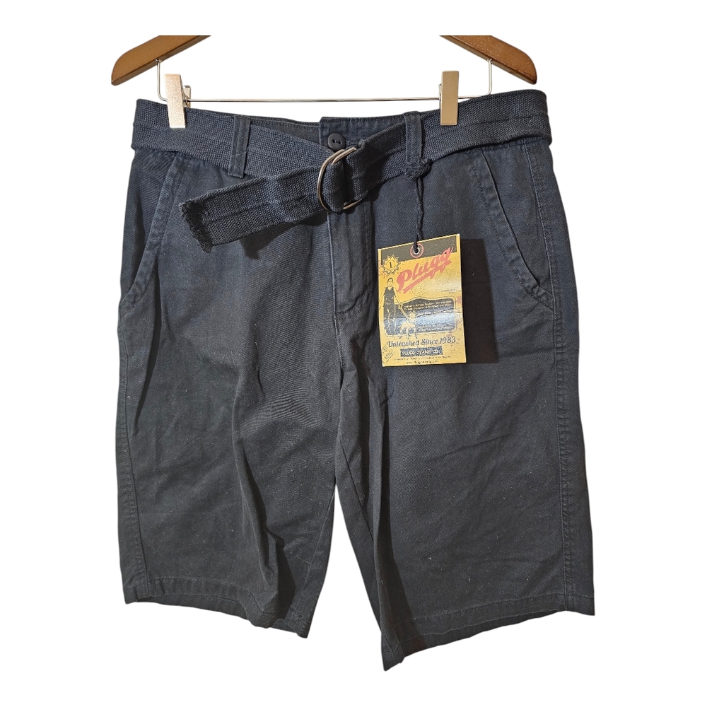 NWT Plugg Men's Heavy Vintage Black Shorts with Belt